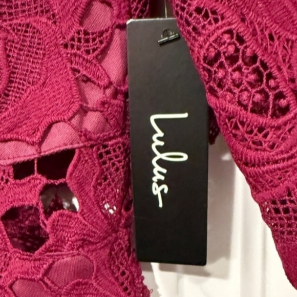 NWT. Lace Lulus A Fine Romance Magenta Sheath Cocktail Dress Formal Slim Sexy - Picture 9 of 10